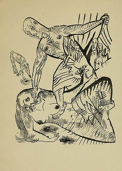 Оскар Кокошка. Рисунок к пьесе  «Убийца, надежда женщин», 1910 год