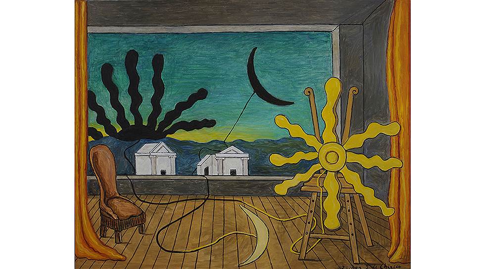 Джорджо де Кирико. «Солнце на мольберте», 1973 год 
