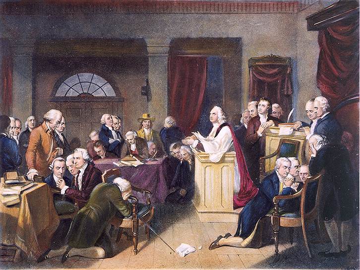 «Молитва на Первом континентальном конгрессе». Неизвестный художник, 1848 год