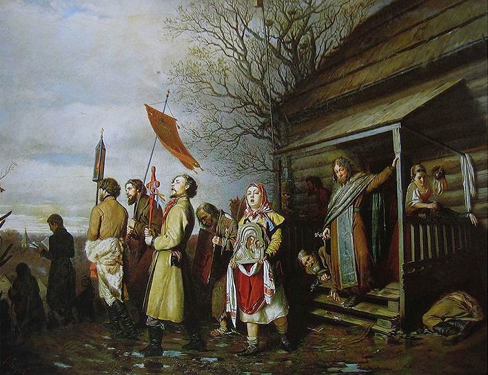 Василий Перов. «Сельский крестный ход на Пасху», 1861 год 