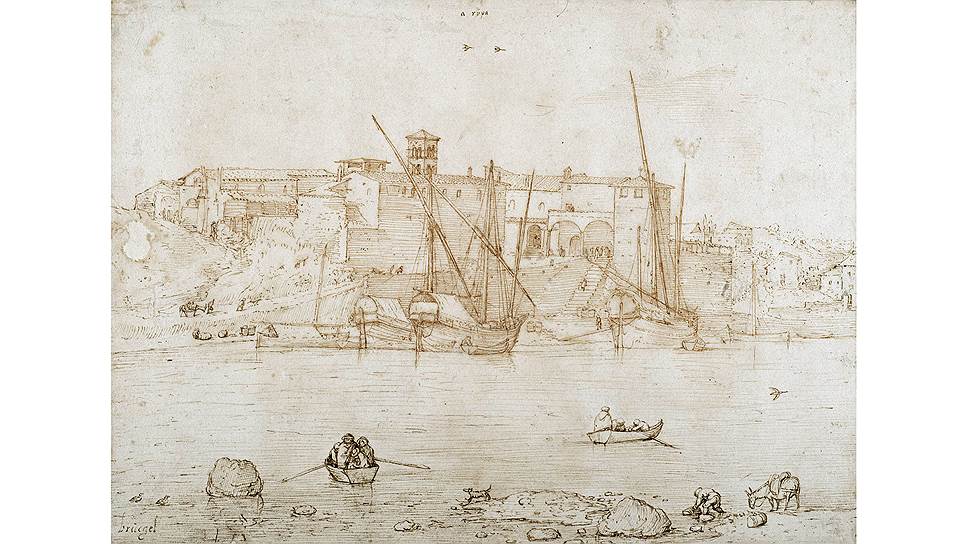 «Вид порта Рипа-Гранде, Рим», около 1552