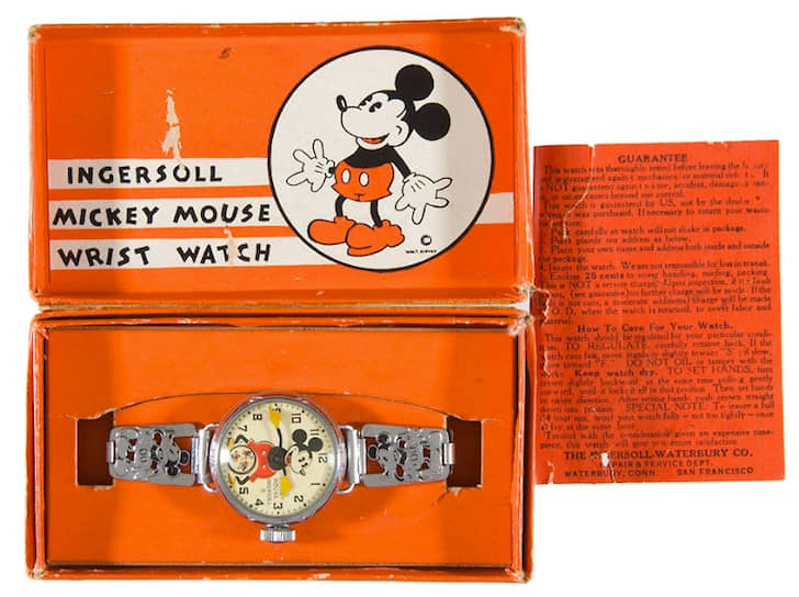 Часы с Микки Маусом фирмы Ingersoll, 1933