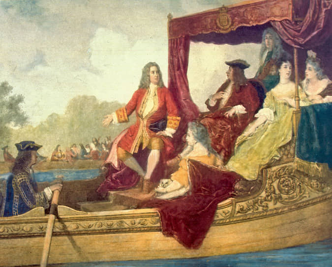 Эдуард Хамман. «Георг Фридрих Гендель и король Георг I во время прогулки по Темзе 17 июля 1717 года», XIX век