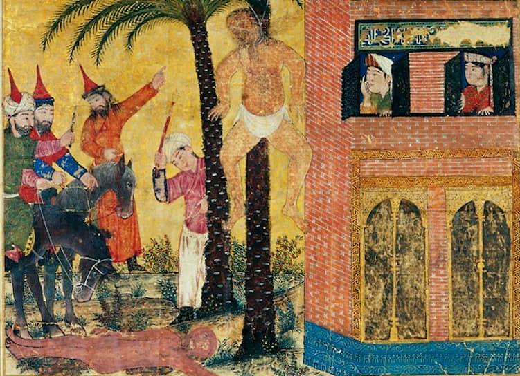 «Смерть Мани». Иллюстрация из «Шахнаме Демотта», 1315
