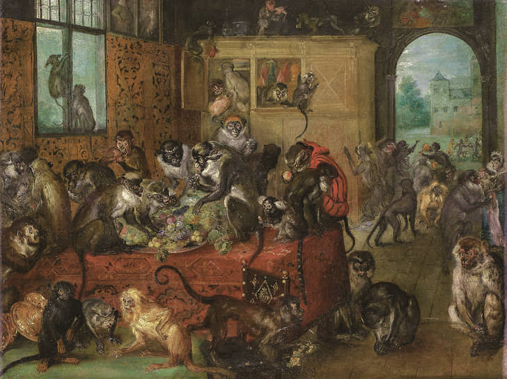Ян Брейгель Старший. «Обезьяний пир (Шалости обезьян)», 1618 