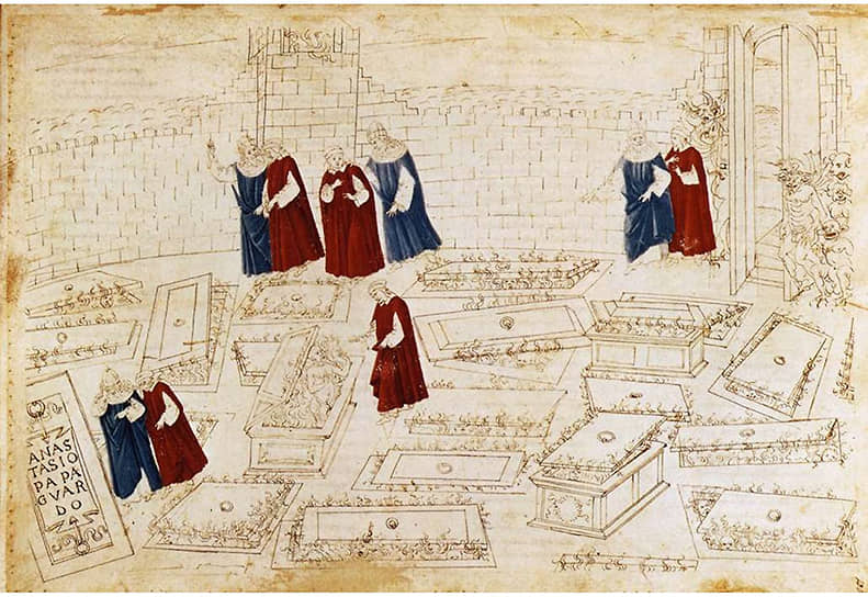 Сандро Боттичелли. «Ад X. С Данте и Вергилием», 1480
