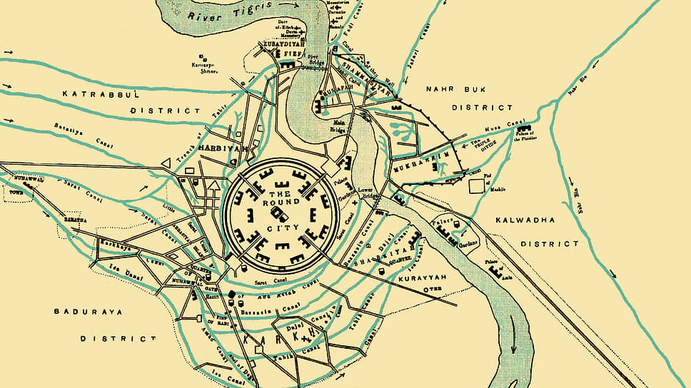 Уильям Мьюр. Реконструкция плана Багдада в период с 767 по 912 год н. э., 1883
