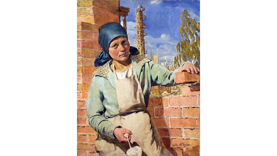 Василий Костяницын. «Ударник кладки кирпича», 1932
