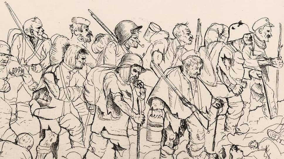 Отто Дикс. «Измученные войска идут назад (битва на Сомме)», 1924