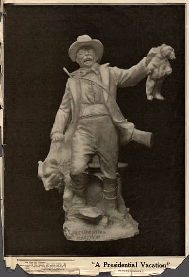 Открытка с изображением скульптуры Пола Ноке «Президентские каникулы», 1907