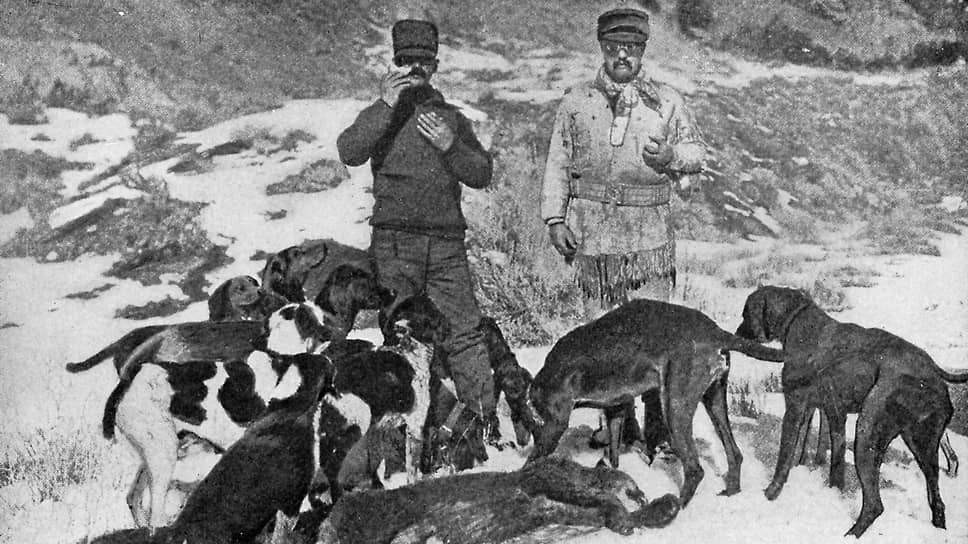Теодор Рузвельт (справа) на охоте, США, 1884