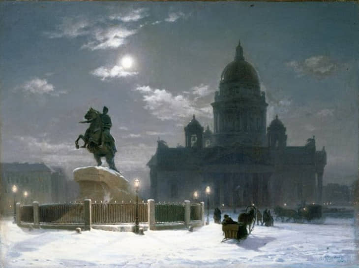 «Вид памятника Петру I на Сенатской площади в Санкт-
Петербурге», 1870