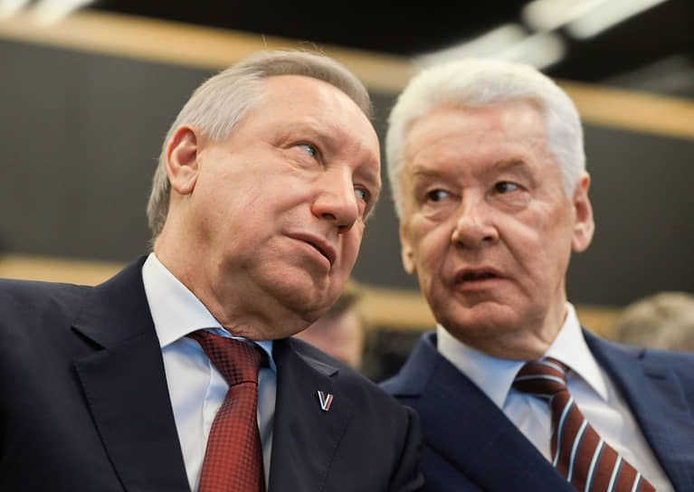 Мэр Москвы Сергей Собянин с губернатором Санкт-Петербурга Александром Бегловым