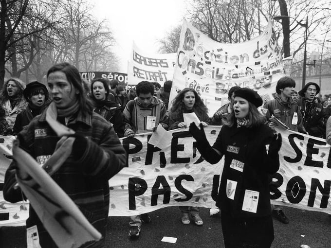 Студенческая демонстрация в Париже, декабрь 1995 года 
