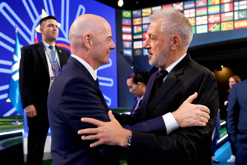 Президент FIFA Джанни Инфантино и глава FIFPro Серджо Макри