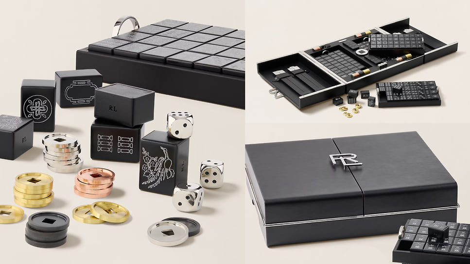 Набор 888 Mahjong Game Gift Set из вишневого дерева и кожи, Ralph Lauren