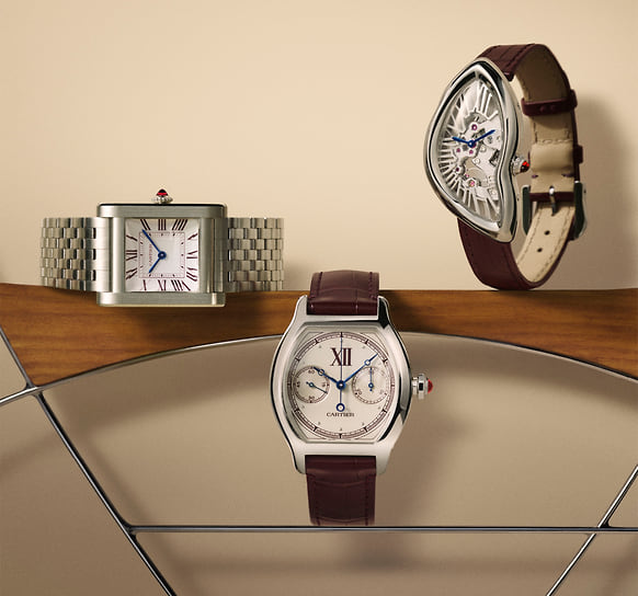 Часы Cartier Prive Tank Normale, Tortue Chronographe Monopoussoir и Crash Squelette
