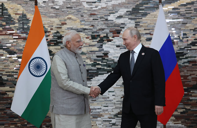 Нарендра Моди и Владимир Путин 