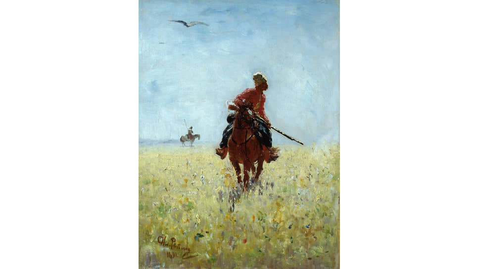 И. Е. Репин. «По следу (Казаки в степи)» 