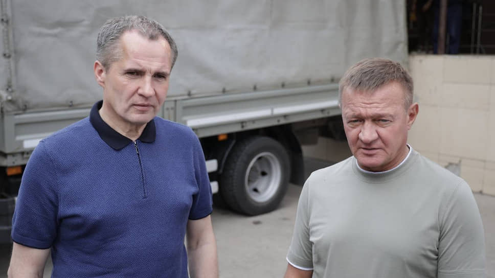 Вячеслав Гладков не раз встречался и совместно работал с главами соседних регионов. На фото он с губернатором Курской области Романом Старовойтом, который впоследствии покончил с собой. 10 июня 2023 года.