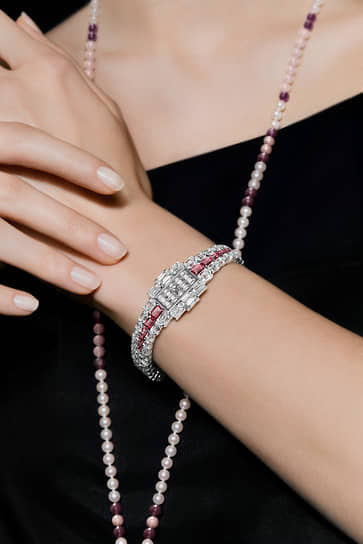Часы и сотуар Grand Lady Kalla, Vacheron Constantin, белое золото, рубины, жемчуг, бриллианты