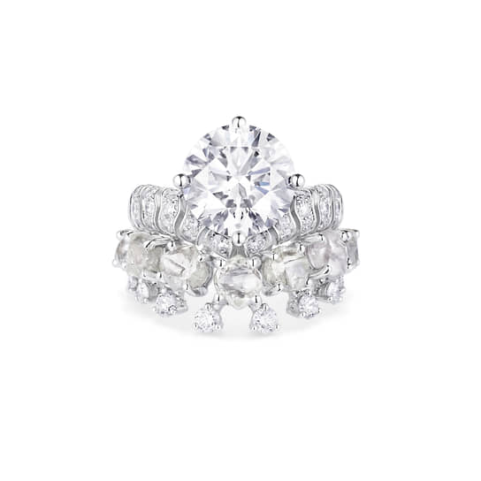 Кольцо Echo, De Beers, белое золото, центральный круглый бриллиант (5,21 карата), бриллианты