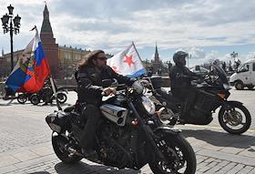 Международный мотомарш 'Дороги Победы - на Берлин 2018', организованный мотоклубом 'Ночные Волки', посвященный 73-й годовщине Победы над фашизмом
