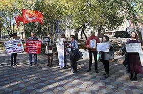 Пикет в поддержку осужденных по делу о 'Telegram-революции' Владислава Мордасов, Яна Сидорова и Вячеслава Шашмина, в парке Строителей