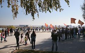 Согласованный митинг в поддержку осужденных по делу о 'Telegram-революции' Владислава Мордасов, Яна Сидорова и Вячеслава Шашмина прошел на смотровой площадке, в сквере им. Седова