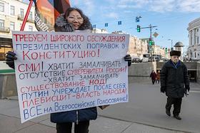Метро Гостиный двор, Невский проспект. Одиночный пикет о поправках в конституцию