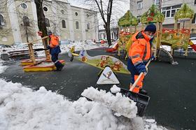 Ликвидация последствий потепления в Москве. Работа комуналных служб