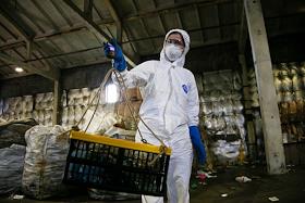 Жанровые фотографии. Участники экспидиции экологической организации Greenpeace (Гринпис) Росиия на мусоросортировочной станции в Новосибирске. Команда проекта «Ноль отходов» посетит предприятия, на которых сортируют смешанные и раздельно собранные бытовые отходы. Эксперты проанализируют, какой мусор остаётся после сортировки и отправляется не на переработку, а на свалку или в печи мусоросжигательных заводов