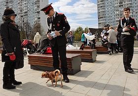 Митинг у памятника Героям противовоздушной обороны Москвы в Великой Отечественной войне в Крылатском