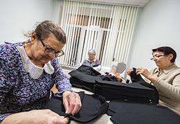 Members of the Active Longevity Club (Union of Pensioners, Veterans and Disabled People) sew balaclavas for participants in the Special Military Operation (SMO). The activity is carried out within the framework of the work of the volunteer center for supporting the SMO and their families in the urban district of Istra.