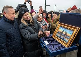 Открытие Биржевого моста после реконструкции и запуск рабочего движения по мосту