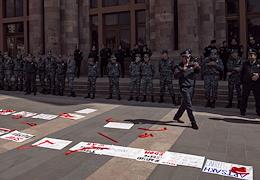 ARF 'Dashnaktsutyun' protest action in front of the government building in Yerevan in connection with the 100-day blockade of the Lachin corridor.