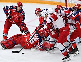 Continental Hockey League (KHL). Championship season 2022/23. Match between the teams of CSKA (Moscow) - 'Lokomotiv' (Yaroslavl) at the stadium 'CSKA Arena'.
