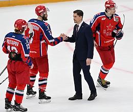 Continental Hockey League (KHL). Championship season 2022/23. Match between the teams of CSKA (Moscow) - 'Lokomotiv' (Yaroslavl) at the stadium 'CSKA Arena'.