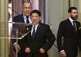 Negotiations between Russian Foreign Minister Sergei Lavrov and Nicaraguan Foreign Minister Denis Moncada at the Reception House of the Russian Foreign Ministry.