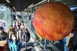 Genre photos. Celebrating the Day of Cosmonautics and conducting popular science excursions and master classes on the territory of the Big Novosibirsk Planetarium in Novosibirsk.