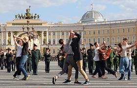 Репетиция военного парада на Дворцовой площади, посвященного 78-ой годовщине Победы в Великой Отечественной войне