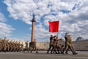 Репетиция военного парада на Дворцовой площади, посвященного 78-ой годовщине Победы в Великой Отечественной войне