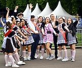 Celebrations of school graduates celebrating the 'Last Bell' in Gorky Park.