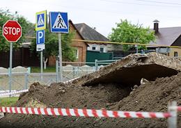 The situation in the Belgorod region, where the counter-terrorist operation (CTO) regime has been introduced. The city of Grayvoron after the shelling.