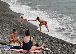Feature photography. Vacationers on the South Coast of Crimea.