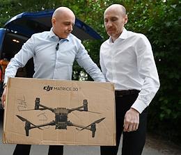 The ceremony of handing over unmanned aerial vehicles for reconnaissance and combat missions in Moscow.