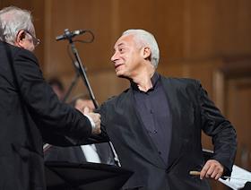 Концерт 'Шедевры симфонической музыки' в исполнении Национального филармонического оркестра России под управлением Владимира Спиваковаи и Хора Академии хорового искусства, в Большом зале консерватории им. П.И. Чайковского. Солисты: Марина Зятькова (сопрано) и Дмитрий Корчак (тенор)