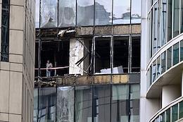 Consequences of a drone strike in the Moscow City complex