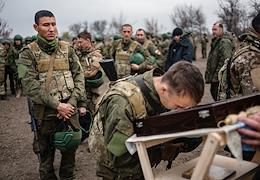 The communion of soldiers of the Russian Army in the Zaporozhye direction during a special military operation of the Russian Armed Forces