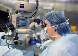 Eye surgery on a patient with a rare Hippel-Lindau disease at the Federal State Institution 'National Medical Research Center' MNTK 'Eye Microsurgery' named after S.N. Fedorov.' The operation was performed by surgeon Ernest Boyko